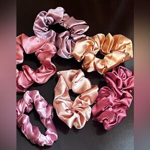 Shades Of Pink Satin Hair Scrunchies, Pack Of 6